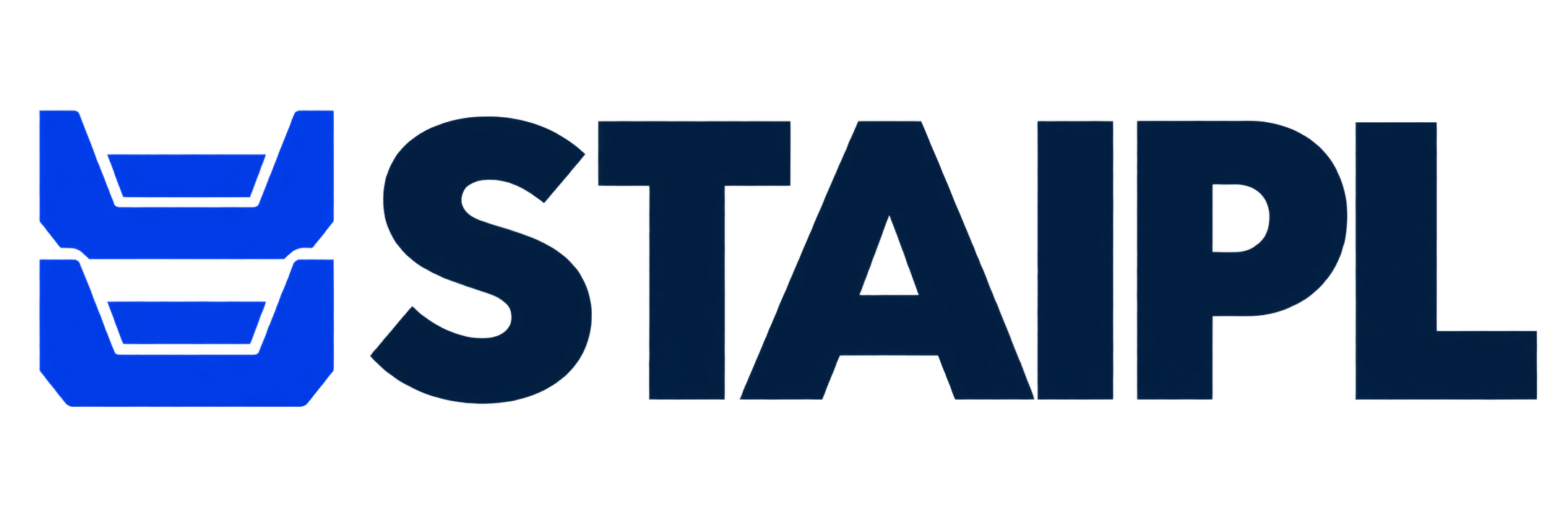 STAIPL, zwei blaue Stapelboxen links neben dem Namen
